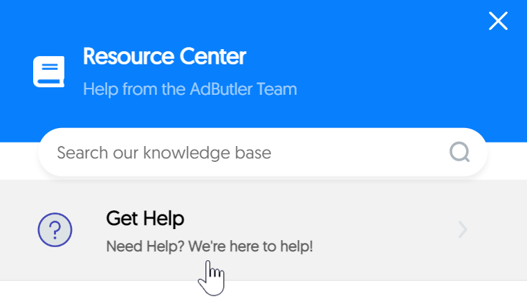 The Get Help button in the Resource Center