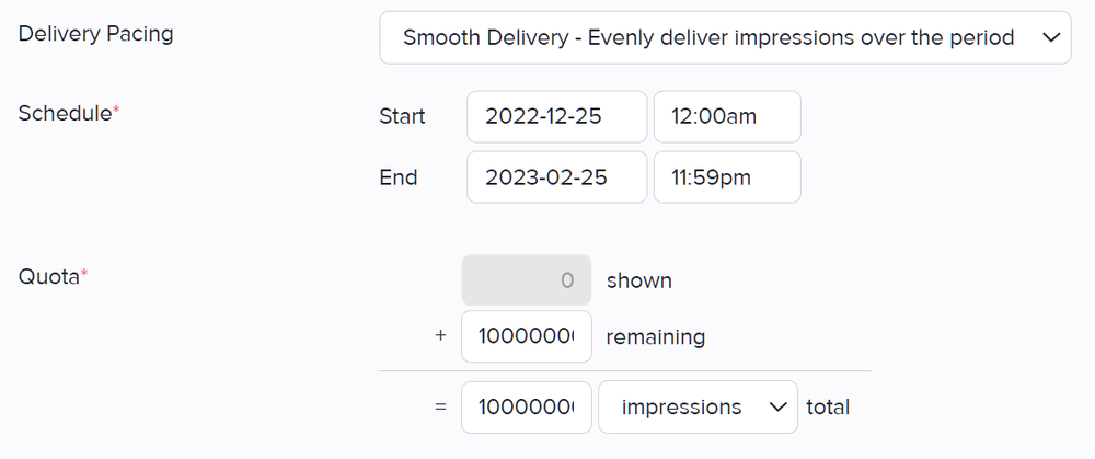 The forecast requirements for campaigns with Smooth delivery turned on