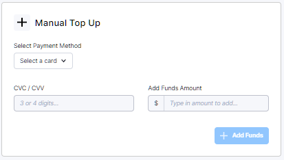 The manual top up settings in the Self-Serve advertiser portal