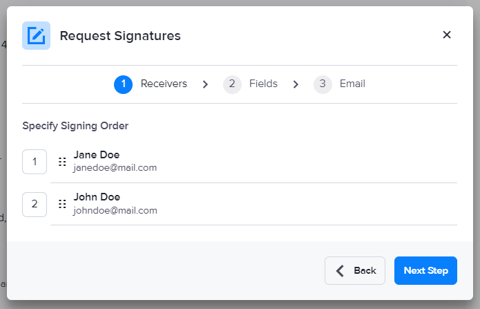 How to specify the signing order of a contract