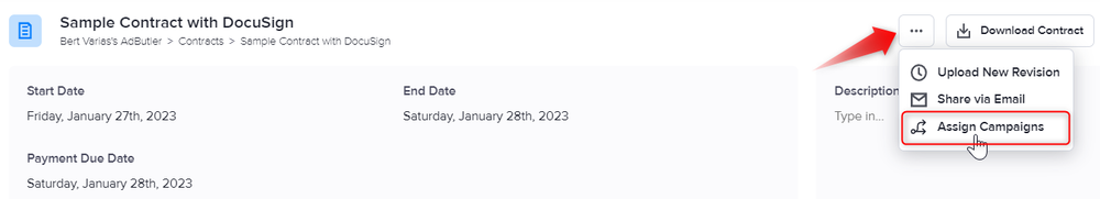 How to assign campaigns to a contract