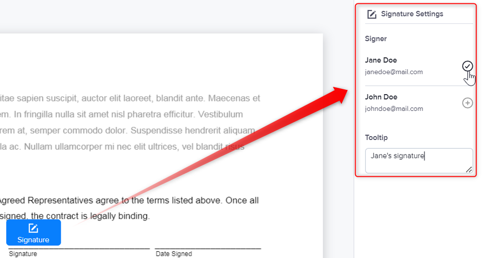 Editing the settings of a contract field