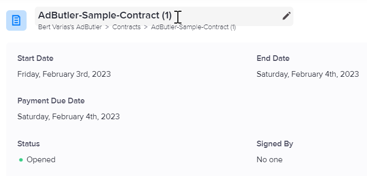 How to edit a contract's name in AdButler