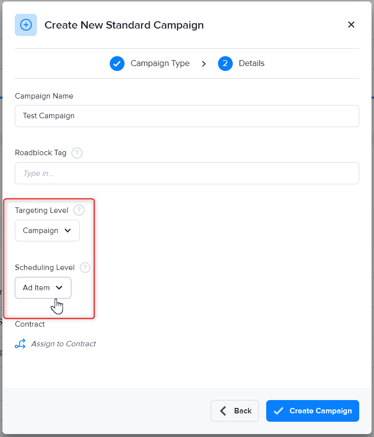 Configuring the pacing, scheduling, and targeting level of a campaign in AdButler