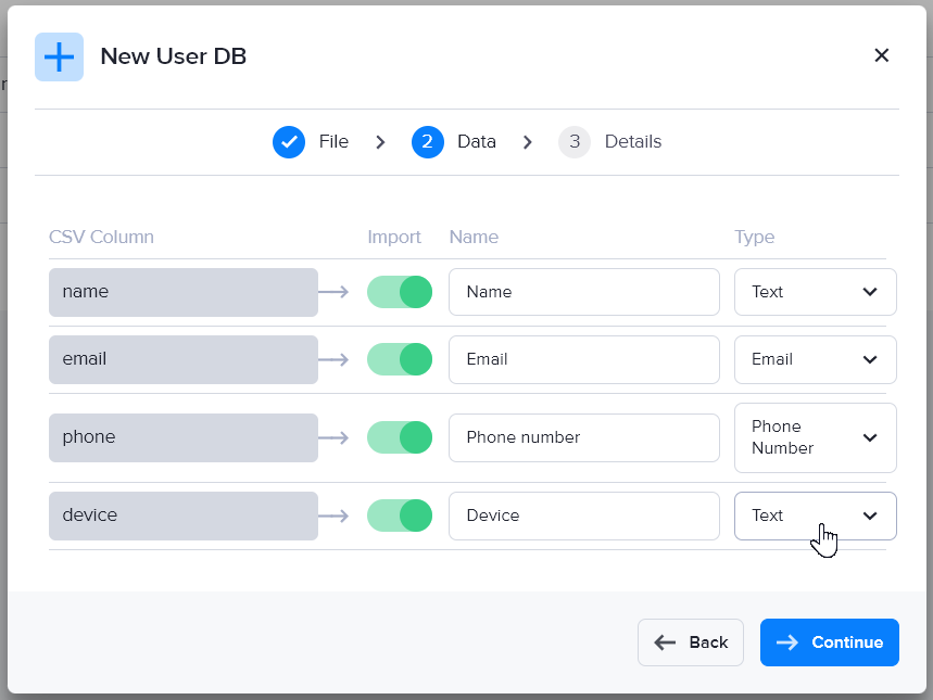 Configuring a user database in AdButler