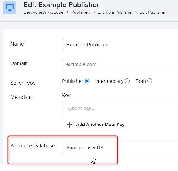 Assigning a User Database to a publisher