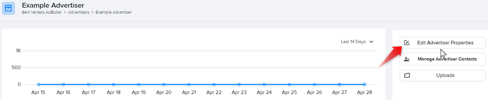 The Edit Advertiser Properties button