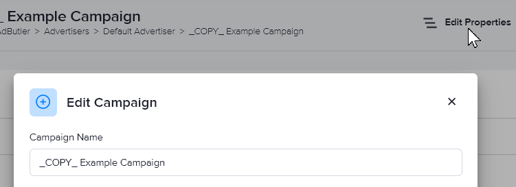 Renaming a duplicate campaign in AdButler