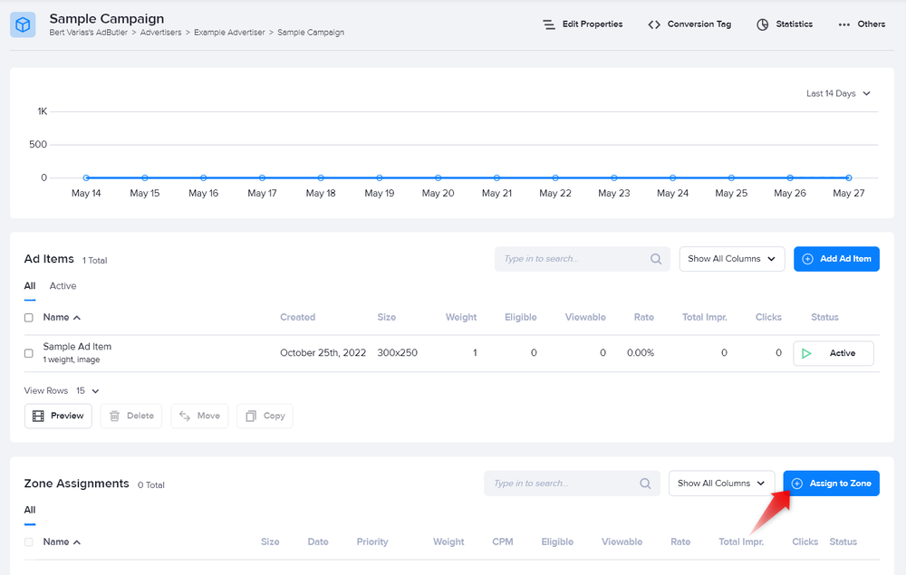 Assigning a campaign to a zone in AdButler