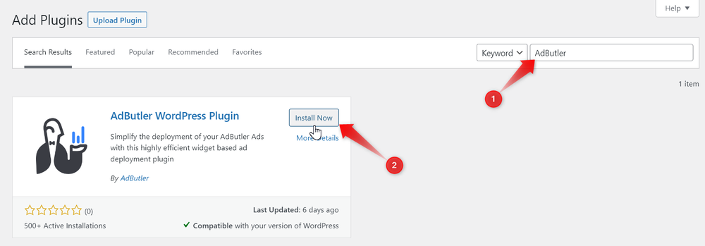 Installing the AdButler plugin for WordPress