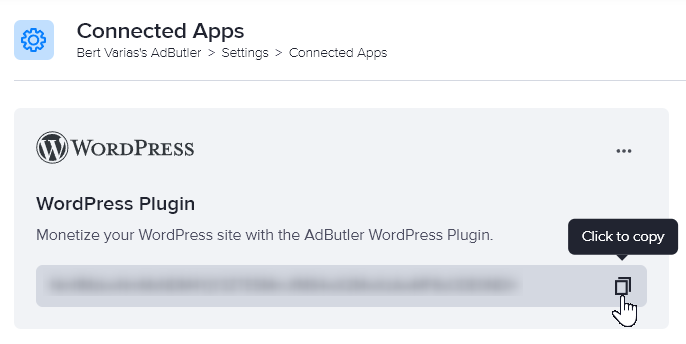 The WordPress key in AdButler settings