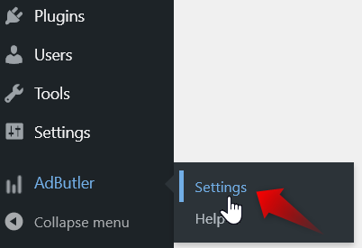 Accessing the AdButler plugin settings 