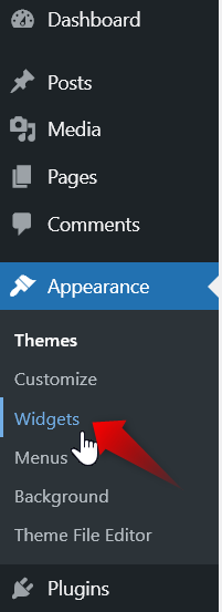 The Widgets menu in WordPress