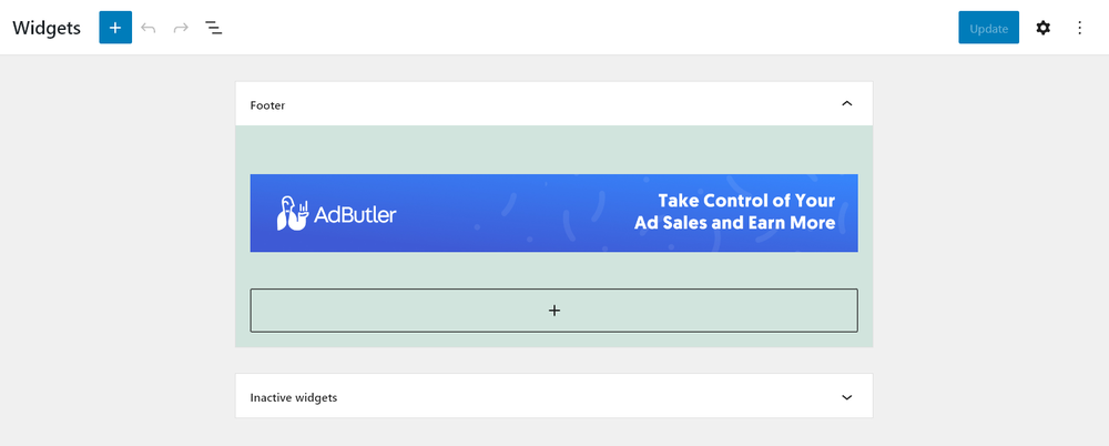 An AdButler widget with a preview of an ad