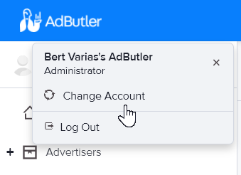 The AdButler Change Account button