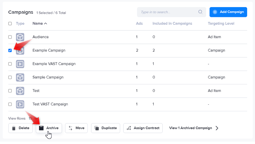 How to archive a campaign in AdButler