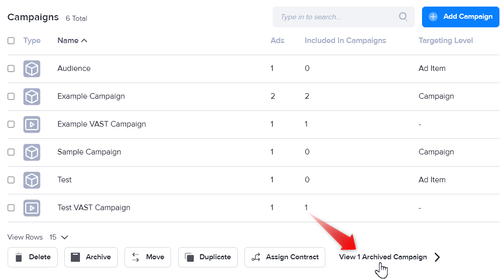 How to view archived campaigns in AdButler