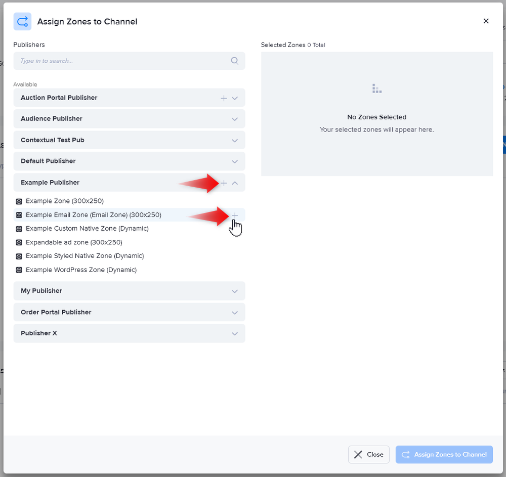 How to assign a zone to a channel in AdButler