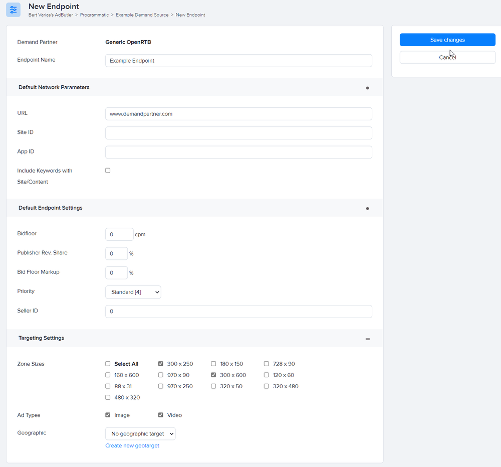 How to add an endpoint in AdButler