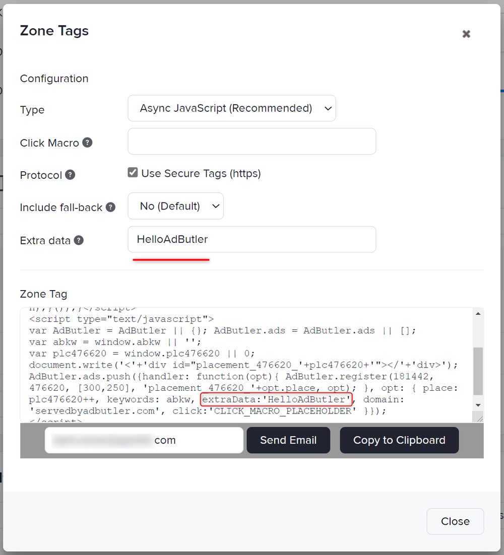 How to add extra click data in zone tags