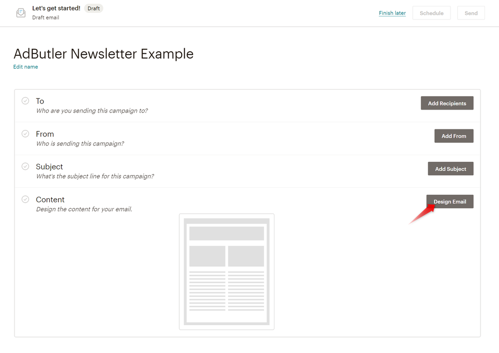 Creating an email template in Mailchimp