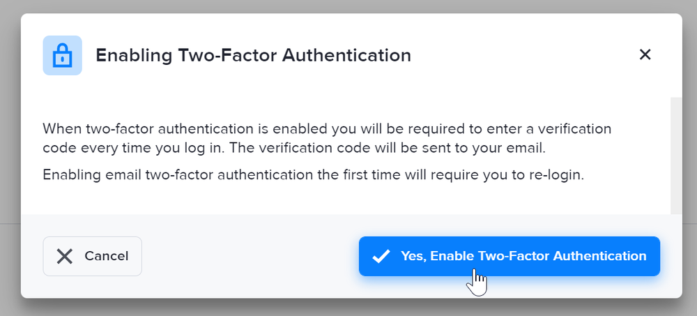 Confirming two-factor authentication in AdButler