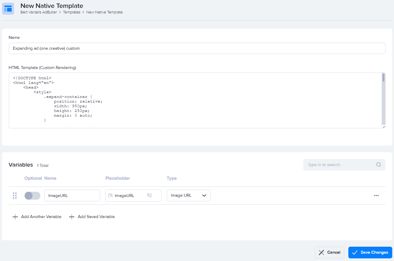Creating a custom native expanding ad (one creative) template in AdButler