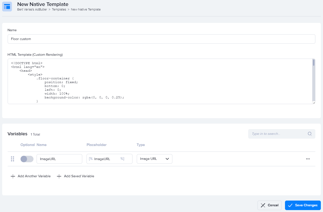 Creating a custom native floor ad template in AdButler