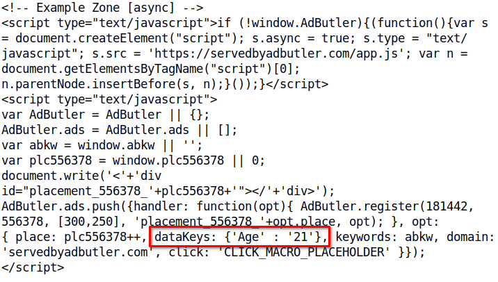 How to set data keys in asynchronous JavaScript zone tags