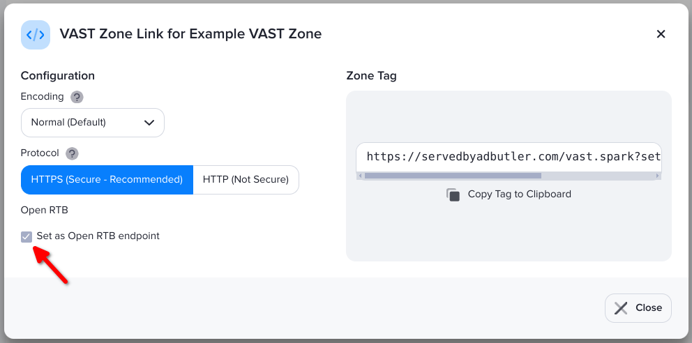 Getting the OpenRTB endpoint of a VAST zone