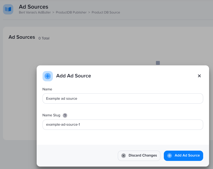 Creating an ad source in AdButler