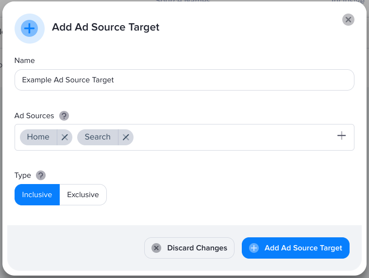 Creating an ad source target in AdButler