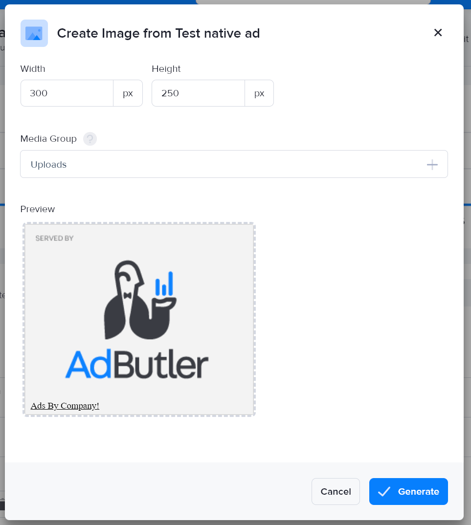 Saving a generated image from a native ad in AdButler